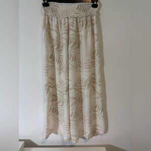 Ocean Drive Women Medium High Waisted Wide Leg Pull On Pants White Tropical Vaca